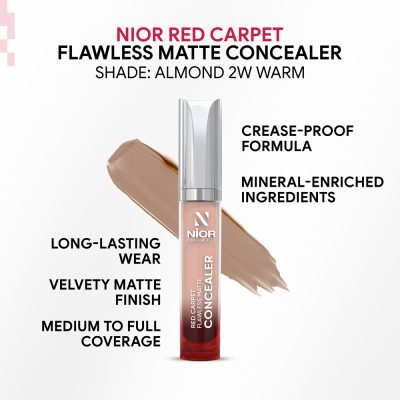 NIOR Red Carpet Flawless Matte Concealer Almond 2W Warm