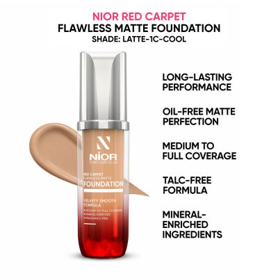 NIOR Red Carpet Flawless Matte Foundation - Latte 1C Cool - Latte 1C Cool 1
