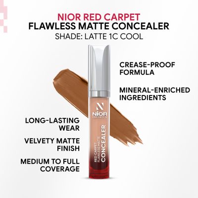 NIOR Red Carpet Flawless Matte Concealer Latte 1C Cool