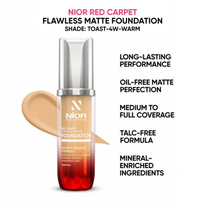 NIOR Red Carpet Flawless Matte Foundation - Toast 4W Warm - Toast 4W Warm 1